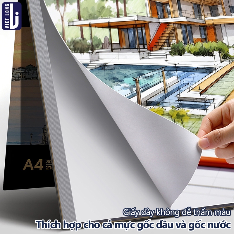 Sổ Vẽ A4/A5 Chuyên Dụng Cho Học Sinh, Giấy Siêu Dày Chống Thấm Hoàn Hảo Cho Màu Nước Và Sketch Marker, Lò Xo Tiện Lợi