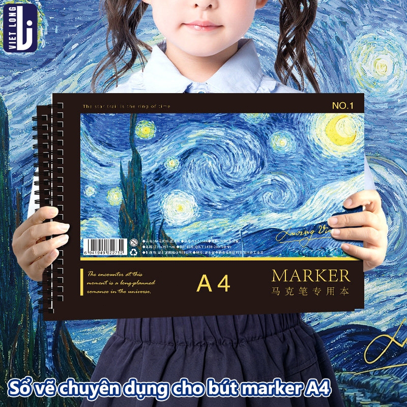 Sổ Vẽ A4/A5 Chuyên Dụng Cho Học Sinh, Giấy Siêu Dày Chống Thấm Hoàn Hảo Cho Màu Nước Và Sketch Marker, Lò Xo Tiện Lợi
