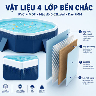 Bể bơi gấp gọn,không cần bơm hơi, chất liệu an toàn cao cấp, chống trượt, phù hợp cho cả gia đình