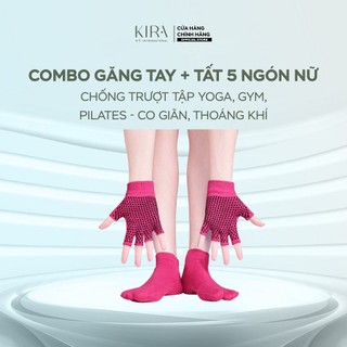 Combo Găng Tay + Tất 5 Ngón Nữ Chống Trượt Tập Yoga, Gym, Pilates – Co Giãn, Thoáng Khí