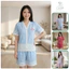 Bộ đồ ngủ Pijama quần cộc tay cộc in họa tiết, chất liệu lụa cát trơn mịn, mềm mại