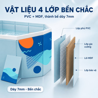 WTHB bể bơi ngoài trời cho gia đình – loại lớn, gấp gọn, không cần bơm hơi, phù hợp 1-10 người, không cần máy bơm