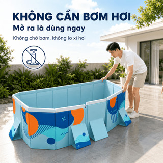 WTHB bể bơi ngoài trời cho gia đình – loại lớn, gấp gọn, không cần bơm hơi, phù hợp 1-10 người, không cần máy bơm
