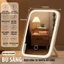 Gương Trang Điểm Để Bàn Có Đèn LED Cảm Ứng Thông Minh - Gương Đèn LED Mini Pin Sạc 2000mAh Xoay 360 Độ Cao Cấp