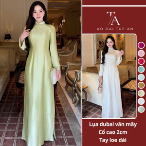 Áo Dài Truyền Thống Lụa Vân Mây Tay Loe Dài Ôm Eo Tôn Dáng Mặc Sự Kiện, Dự Tiệc