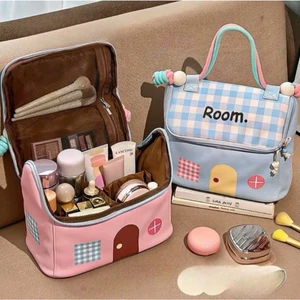 Túi Đựng Mỹ Phẩm Chia Ngăn Chống Nước Có Quai Xách Đựng Được Nhiều Đồ Kiểu Ngôi Nhà, Dễ Thương
