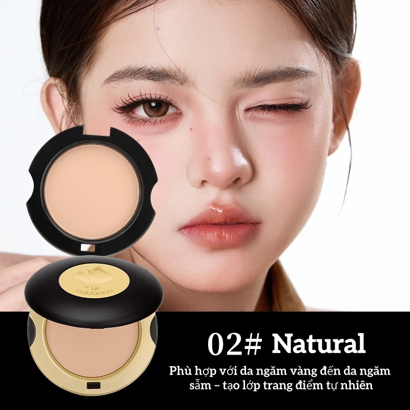 Nền Tự Nhiên Tinh Tế!Không Trôi! Không Phai! Không Xỉn Màu!Phấn Nén BABAOOU Mịn Màng Như Khói, Lâu Trôi Cả Ngày