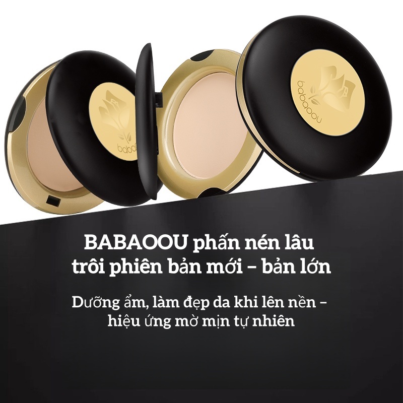 Nền Tự Nhiên Tinh Tế!Không Trôi! Không Phai! Không Xỉn Màu!Phấn Nén BABAOOU Mịn Màng Như Khói, Lâu Trôi Cả Ngày