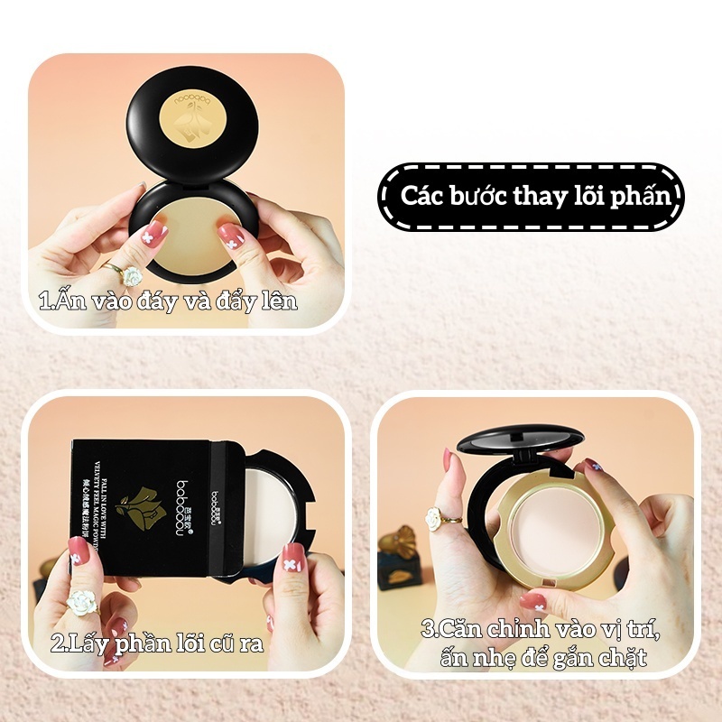 Nền Tự Nhiên Tinh Tế!Không Trôi! Không Phai! Không Xỉn Màu!Phấn Nén BABAOOU Mịn Màng Như Khói, Lâu Trôi Cả Ngày