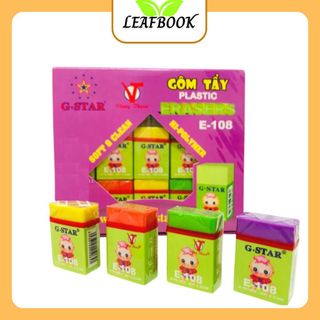 LEAFBOOK Gôm Tẩy/Xóa Bút Chì G-STAR E-108 Chính Hãng – Tẩy Sạch, Không Bẩn Giấy, Mềm Mịn