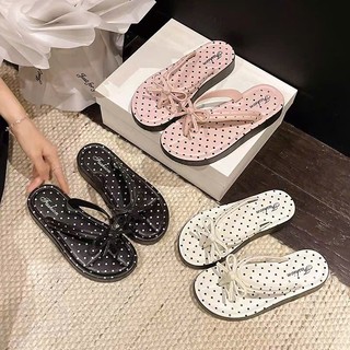 Dép tông nữ họa tiết nơ xinh xắn, chất liệu cao su, phù hợp cho đi biển, đi chơi - Đoàn shoes- Tông Nơ