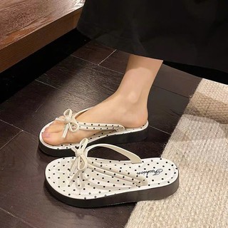 Dép tông nữ họa tiết nơ xinh xắn, chất liệu cao su, phù hợp cho đi biển, đi chơi - Đoàn shoes- Tông Nơ