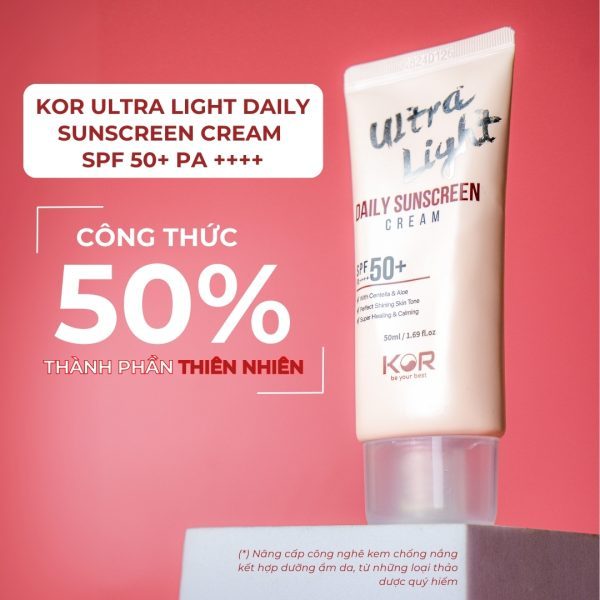 Kem chống nắng KOR Hàn Quốc 50ml nâng tone, dưỡng da, giữ ẩm. Tặng bộ kit 5 sản phẩm chăm sóc da KOR