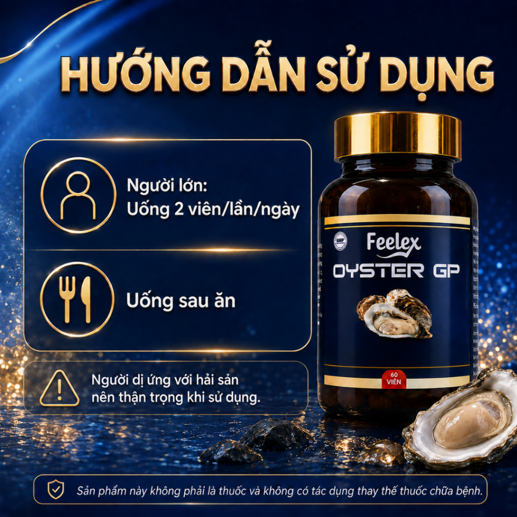 Tinh chất hàu biển cao cấp, hỗ trợ bổ sung dưỡng chất cho cơ thể - Feelex Oyster GP 60 viên