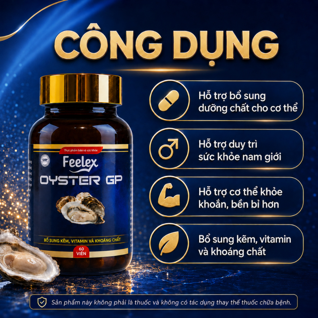 Tinh chất hàu biển cao cấp, hỗ trợ bổ sung dưỡng chất cho cơ thể - Feelex Oyster GP 60 viên