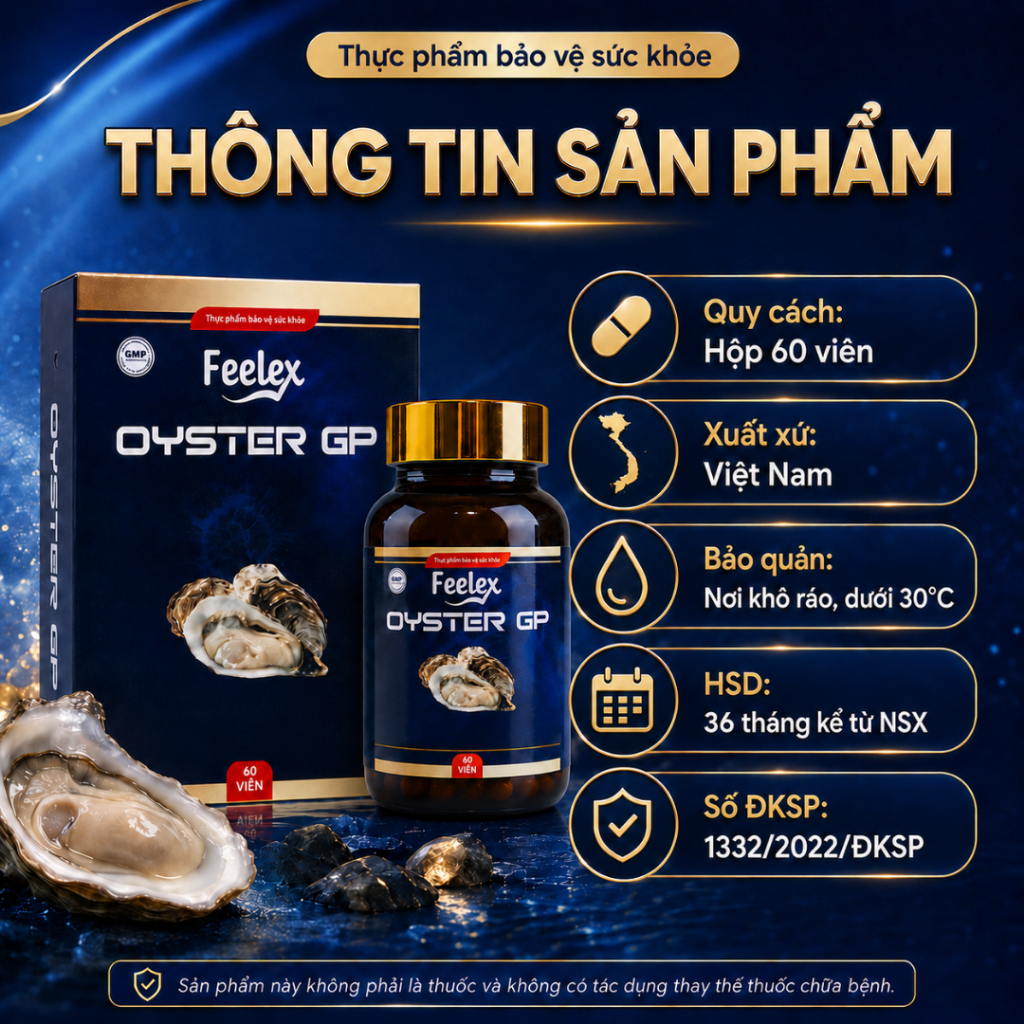 Tinh chất hàu biển cao cấp, hỗ trợ bổ sung dưỡng chất cho cơ thể - Feelex Oyster GP 60 viên