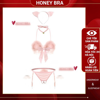 Cosplay 5 Chi Tiết Mèo Nhỏ quyến rũ DN11 mẫu mới màu hồng, trắng, đen Đồ ngủ sexy, Đồ ngủ Cosplay gợi cảm quyến rũ
