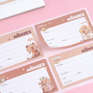 Nhãn Vở Có Keo Dán Sẵn MONDEZ Thiết Kế Dễ Thương, Nhãn Dán Vở Học Sinh Chất Liệu Giấy Bóng Nổi Bật, Bám Dính Tốt M90052