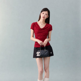 Áo Thun Nữ Cổ Đổ Form Ôm Body Tay Ngắn Chất Thun Borip Co Giãn Mềm Mịn RYSO STORE
