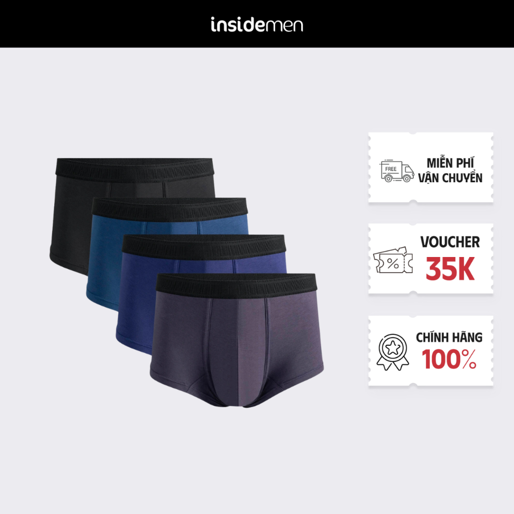 Quần Lót Nam Trunk cạp dệt Cotton thấm hút, thoáng khí tốt Insidemen IBX126
