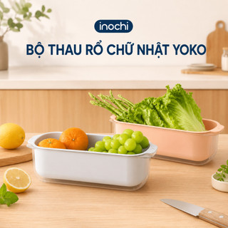 BỘ THAU RỔ CHỮ NHẬT Inochi Yoko Nhật Bản dụng cụ nhà bếp cao cấp tiện lợi Dễ vệ sinh hạn chế rêu mốc