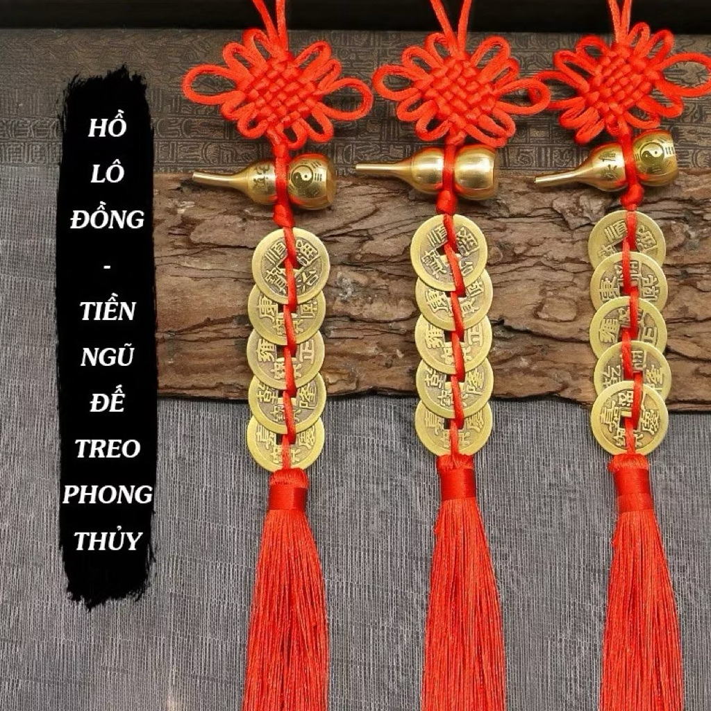 Dây Xu Ngũ Đế Hồ Lô Treo Phong Thuỷ May mắn Bình An, Treo Phòng