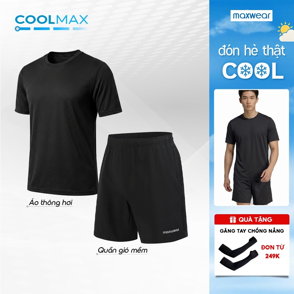 Bộ Thể Thao Nam MaxWear Ultra Soft Vải Áo Thông Hơi Thoáng Khí, Quần Vải Gió Thấm Hút M021+M022