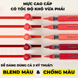 [Global Art x Lê Bảo Châu] Acrylic Marker Cao Cấp 48 Màu Dải Màu Tươi Sáng, Blend Màu Tốt, Chồng Màu Dễ Dàng Hạn Chế Tắc