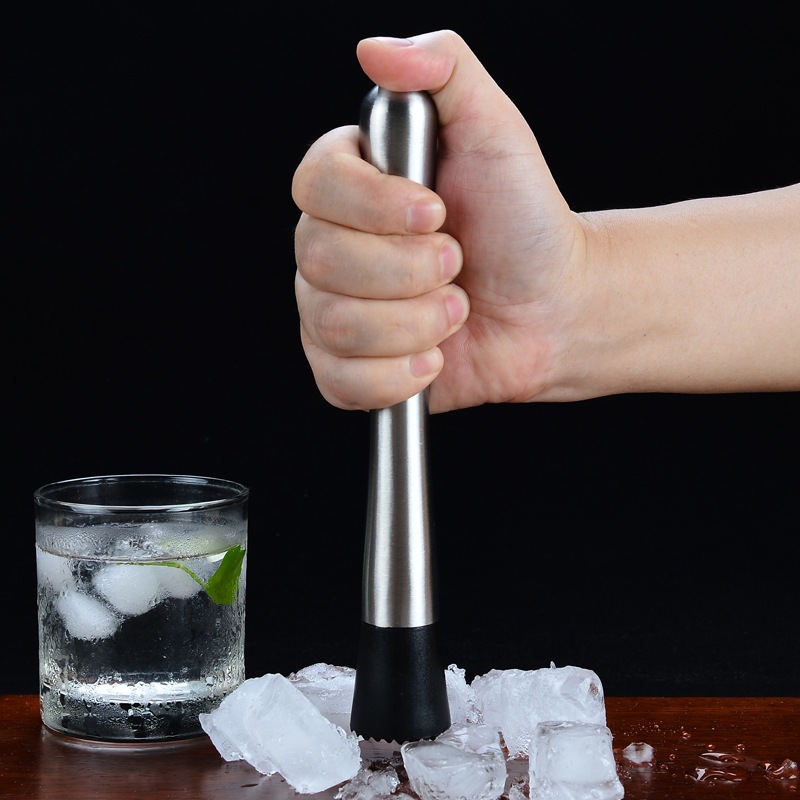 [Hàng hóa giao ngay] Chày dầm pha chế inox 25cm Đầu Nhựa Chống Mòn, Dụng Cụ Bartender Chuyên Nghiệp, Kích Thước