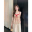 Áo Hai Dây Hoa Nhí Phối Ren Cổ V Tim Dây Rút Ngực Dáng Babydoll - Áo Camisole Nữ Ngọt Ngào Phong Cách Vintage Hàn Quốc