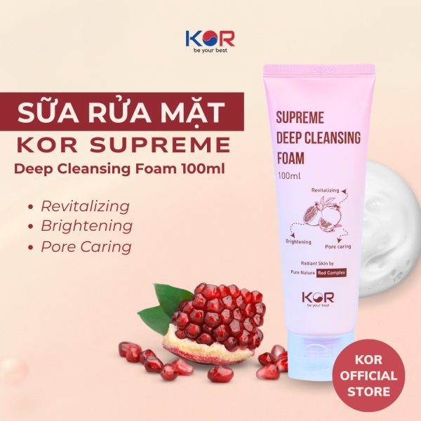 Sữa rửa mặt KOR Hàn Quốc 100ml–Lựu đỏ Jeju,dưỡng trắng sáng da,làm sạch sâu bụi mịn.Tặng bộ Kit 5 sp