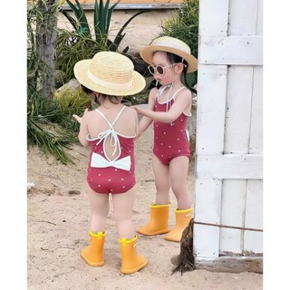 Đồ bơi bé gái, bộ bơi liền thân bé gái (10-30kg) họa tiết ngôi sao phối nơ lưng xinh xắn XUKA BABY - M4