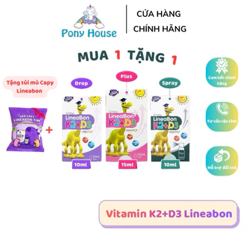 Vitamin D3 K2 Lineabon Drops Chứa MK7 cho bé tăng hấp thu Canxi, chắc khỏe xương, răng Dùng cho bé từ sơ sinh Chính Hãng