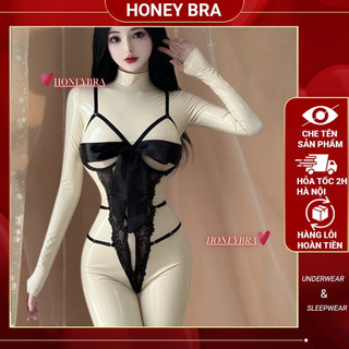 Đồ Ngủ Nữ Gợi Cảm JS06 Bodysuit Ren Lưới Big Bow Quyến Rũ - Đồ Thức Lingerie Sexy Đỏ Trắng Đen HoneyBra