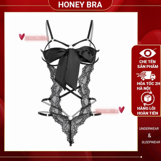 Đồ Ngủ Nữ Gợi Cảm JS06 Bodysuit Ren Lưới Big Bow Quyến Rũ - Đồ Thức Lingerie Sexy Đỏ Trắng Đen HoneyBra