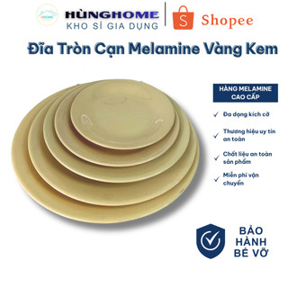 [Giá Sỉ] Đĩa Tròn Cạn Melamine Vàng Kem – Đĩa Ăn Quán Nhậu, Nhà Hàng, Gia Đình - Hunghome