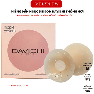 Hộp 2 miếng dán ngực silicon MELYN-FW dán ti có lỗ thông hơi, có keo chống rơi tụt chống nước tái sự dụng DAVICHI DT03