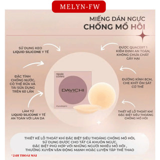 Hộp 2 miếng dán ngực silicon MELYN-FW dán ti có lỗ thông hơi, có keo chống rơi tụt chống nước tái sự dụng DAVICHI DT03