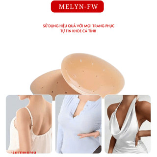 Hộp 2 miếng dán ngực silicon MELYN-FW dán ti có lỗ thông hơi, có keo chống rơi tụt chống nước tái sự dụng DAVICHI DT03