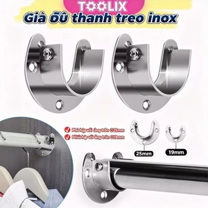 Giá đỡ thanh treo quần áo inox, giá đỡ mặt bích inox, kệ đỡ ống tròn-TOOLIX