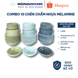 [Kho Sỉ] Combo 10 chén chấm nước tương, nước mắm, gia vị nhựa melamine nhựa cứng, khó bể nhiều màu.