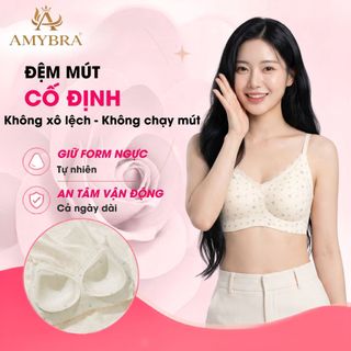 Áo Ngực Nữ Su Thạch In Hoa Nhí, Áo Lót Nữ Không Gọng Không Lộ Viền Mút Đệm Mỏng Mềm Mại AMYBRA A1846