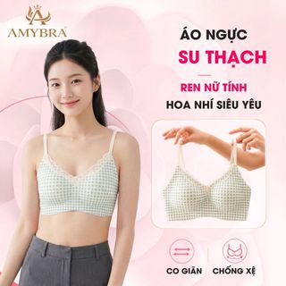 Áo Ngực Nữ Su Thạch In Hoa Nhí, Áo Lót Nữ Không Gọng Không Lộ Viền Mút Đệm Mỏng Mềm Mại AMYBRA A1846