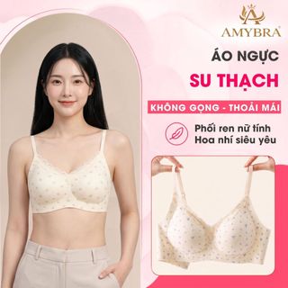 Áo Ngực Nữ Su Thạch In Hoa Nhí, Áo Lót Nữ Không Gọng Không Lộ Viền Mút Đệm Mỏng Mềm Mại AMYBRA A1846