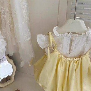 Set bộ bé gái, set áo kèm váy bí 2 dây bé gái (10-30kg) màu vàng gà con siêu hot XUKA BABY - M8