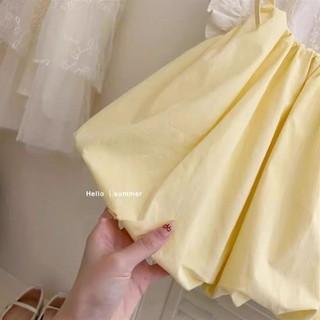 Set bộ bé gái, set áo kèm váy bí 2 dây bé gái (10-30kg) màu vàng gà con siêu hot XUKA BABY - M8