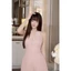 Jumpsuit Ngắn Hồng Nhạt Cổ V Viền Ren Chiết Eo Thanh Lịch Nữ Tính KJ642A