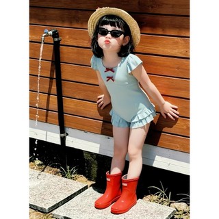 Đồ bơi bé gái, bộ bơi liền thân bé gái (10-30kg) phối nơ ngực bèo vai dễ thương XUKA BABY - M2