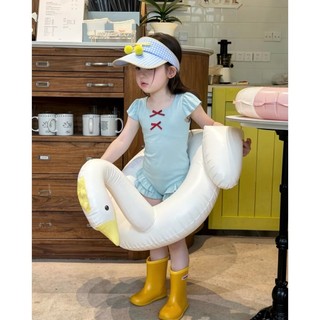 Đồ bơi bé gái, bộ bơi liền thân bé gái (10-30kg) phối nơ ngực bèo vai dễ thương XUKA BABY - M2