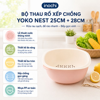 Bộ thau rổ xếp chồng Yoko Nest – 25cm & 28cm đa năng – Thiết kế thông minh, tiện lợi cho bếp